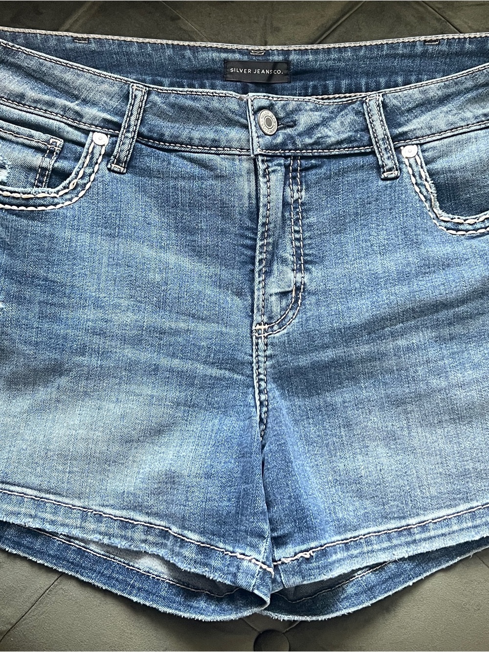 Silver Jeans Faded Blue Mid-Rise Denim Shorts